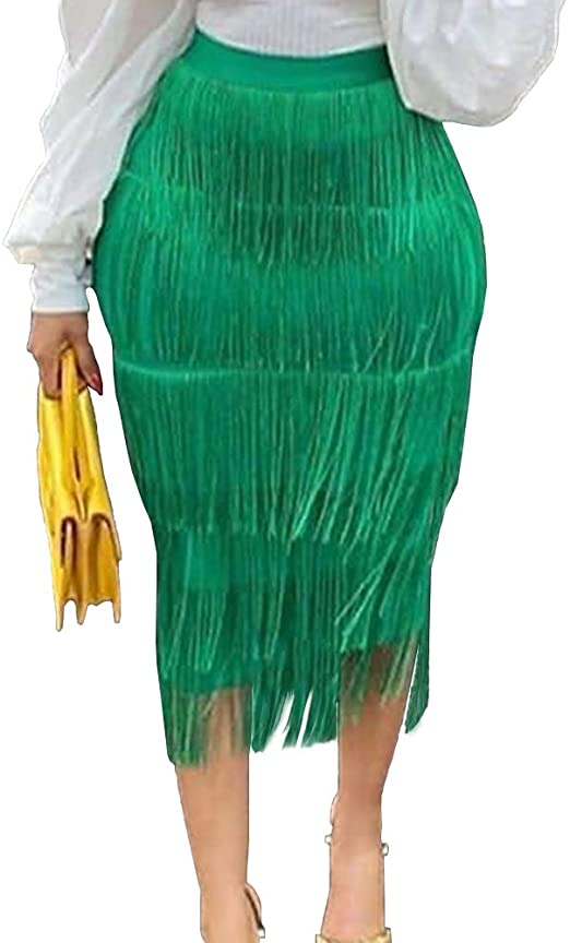 Women's Fringe Midi Skirt