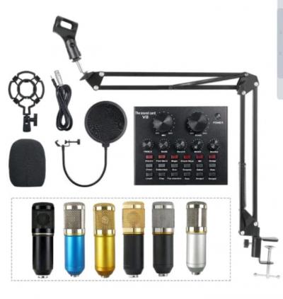 BM-800 Condenser Microphone Kit Studio Pop Filter Boom Scissor Arm V8 Sound Card : $700.00