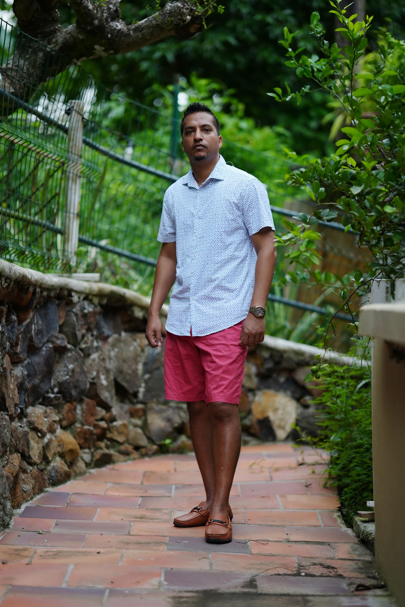 Short Sleeve Floral White Shirt