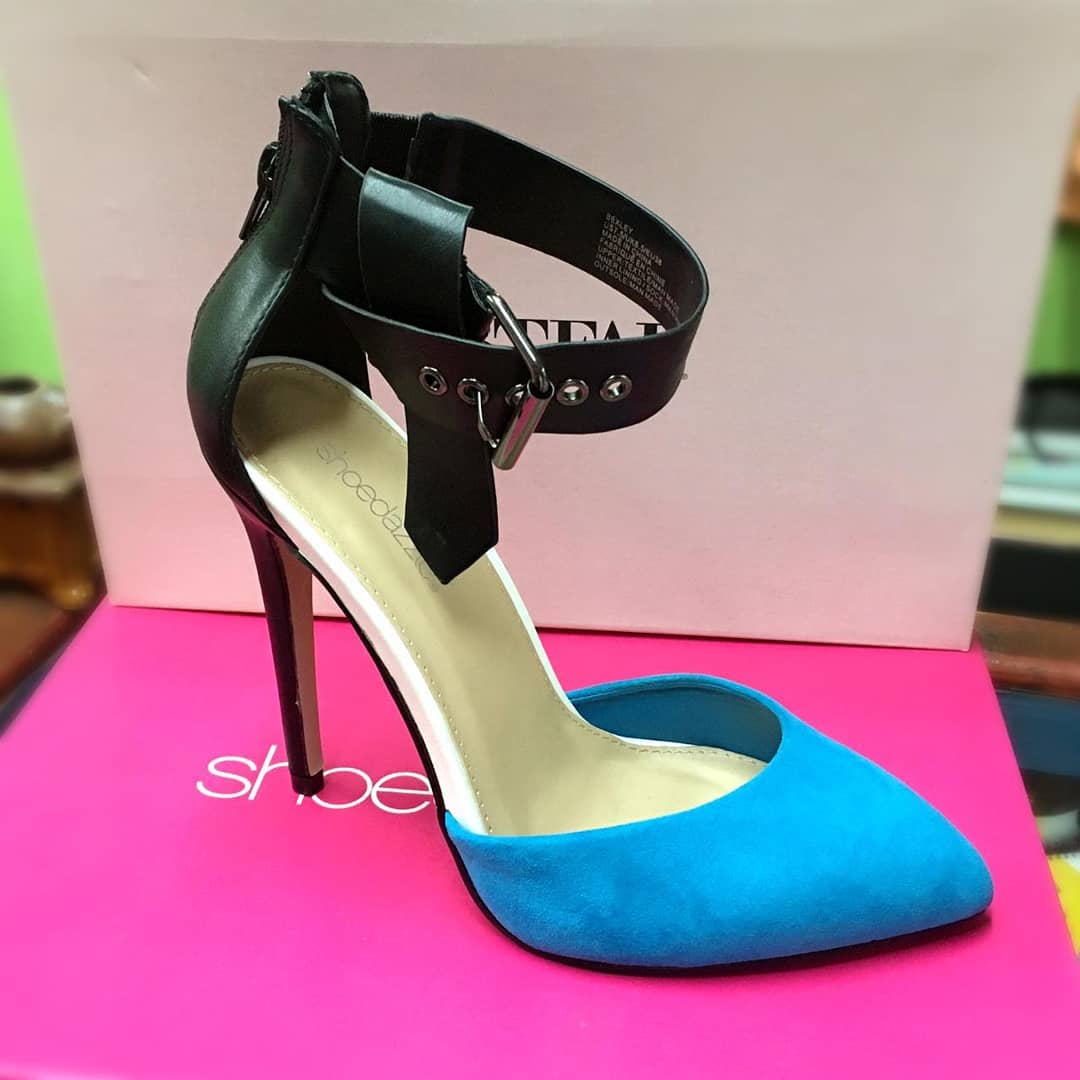 Blue and Black strap Heels size 7 1/2